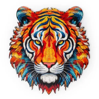 Alternative view of Wooden jigsaw tiger