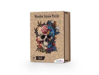 Wooden jigsaw puzzle skull