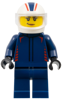 Lego Formula 1 Driver, Red Bull - Female, Dark Blue Racing Suit, White Helmet, Trans-Clear Visor Minifigure (cty1838)