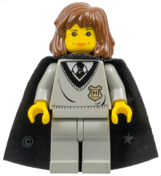 Lego Hermione Granger - Hogwarts Torso, Light Gray Legs, Black Cape with Stars Minifigure (hp003)