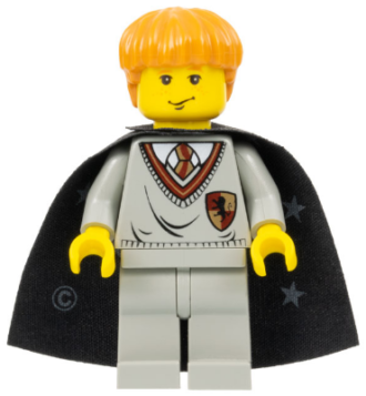 Lego Ron Weasley - Gryffindor Shield Torso, Black Cape with Stars Minifigure (hp007)