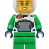 Lego Astronaut - Female, White Spacesuit with Bright Green Arms, Bright Green Legs, Trans-Clear Fishbowl Helmet Minifigure (idea272)