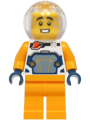 Lego Astronaut - Male, White Spacesuit with Bright Light Orange Arms, Bright Light Orange Legs, Trans-Clear Fishbowl Helmet Minifigure (idea273)