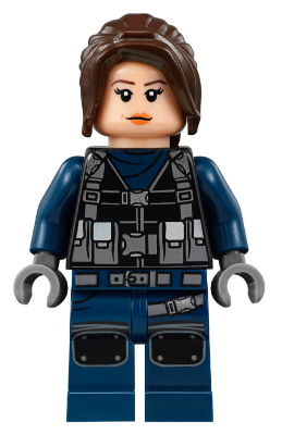 Lego ACU Guard - Female, Dark Brown Hair, Light Nougat Head Minifigure (jw034)