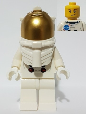 Lego NASA Apollo 11 Astronaut - Male with White Torso with NASA Logo and Lopsided Smile Minifigure (twn373)